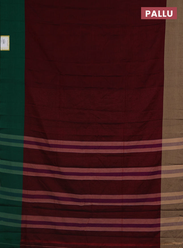 Narayanpet cotton saree maroon with plain body and ganga jamuna border