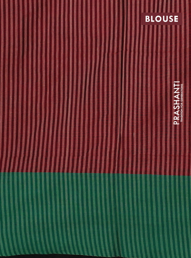 Narayanpet cotton saree maroon with plain body and ganga jamuna border