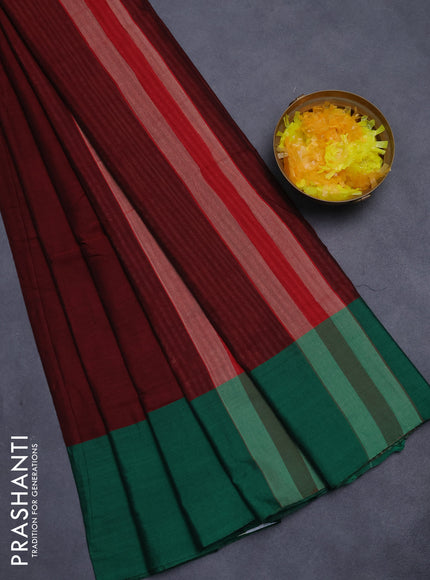 Narayanpet cotton saree maroon with plain body and ganga jamuna border