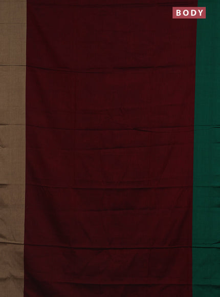 Narayanpet cotton saree maroon with plain body and ganga jamuna border