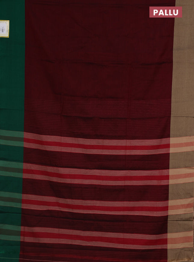 Narayanpet cotton saree maroon with plain body and ganga jamuna border