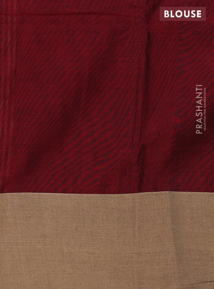 Narayanpet cotton saree maroon with plain body and ganga jamuna border