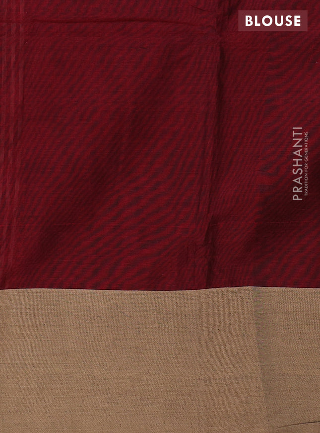 Narayanpet cotton saree maroon with plain body and ganga jamuna border