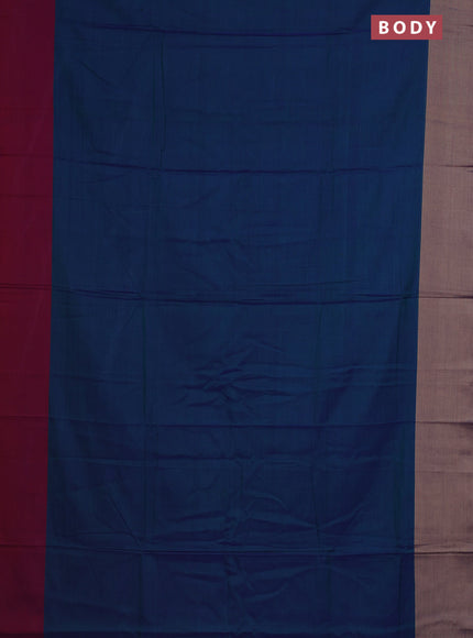 Narayanpet cotton saree dual shade of bluish green with plain body and ganga jamuna border