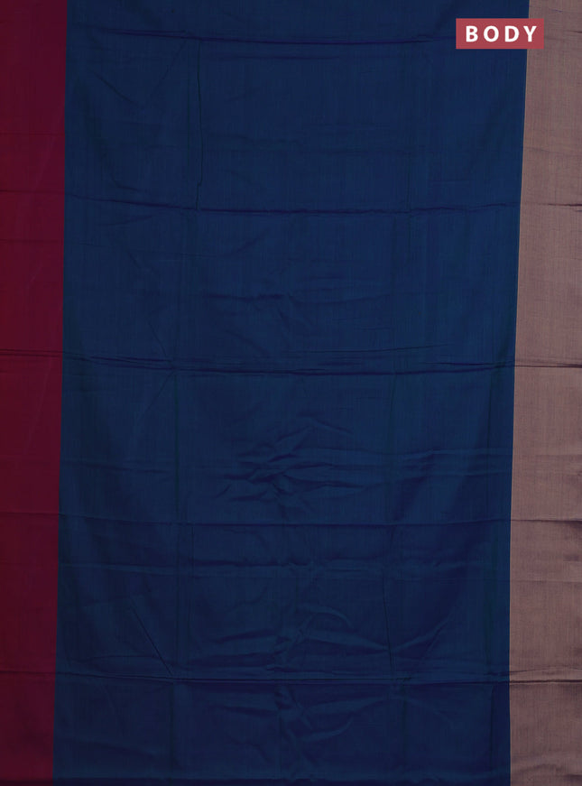 Narayanpet cotton saree dual shade of bluish green with plain body and ganga jamuna border