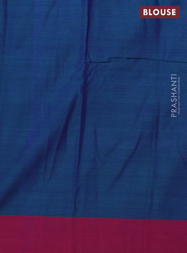 Narayanpet cotton saree dual shade of bluish green with plain body and ganga jamuna border