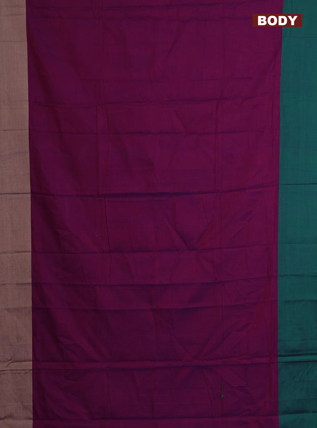 Narayanpet cotton saree dual shade of purple with plain body and ganga jamuna border