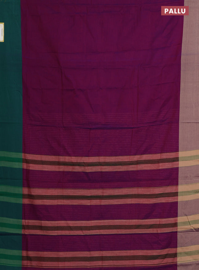 Narayanpet cotton saree dual shade of purple with plain body and ganga jamuna border