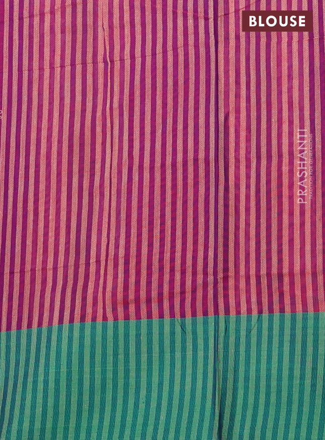 Narayanpet cotton saree dual shade of purple with plain body and ganga jamuna border