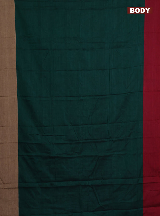 Narayanpet cotton saree green with plain body and ganga jamuna border