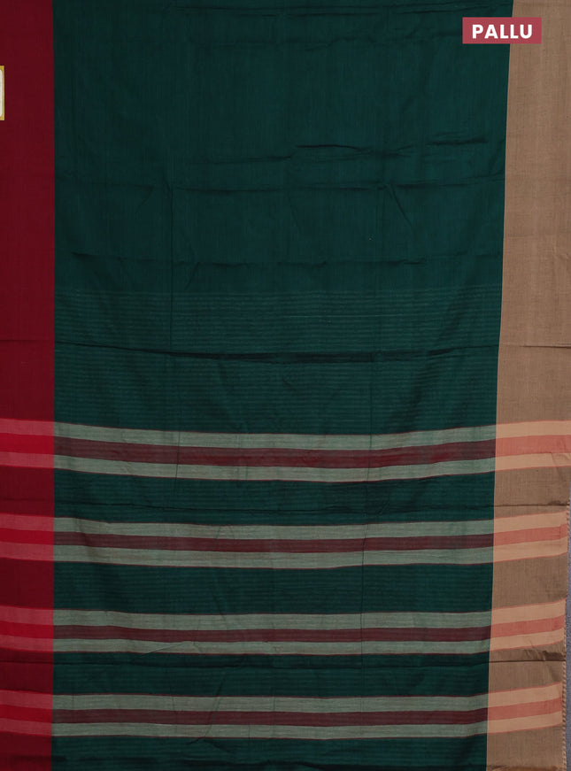 Narayanpet cotton saree green with plain body and ganga jamuna border
