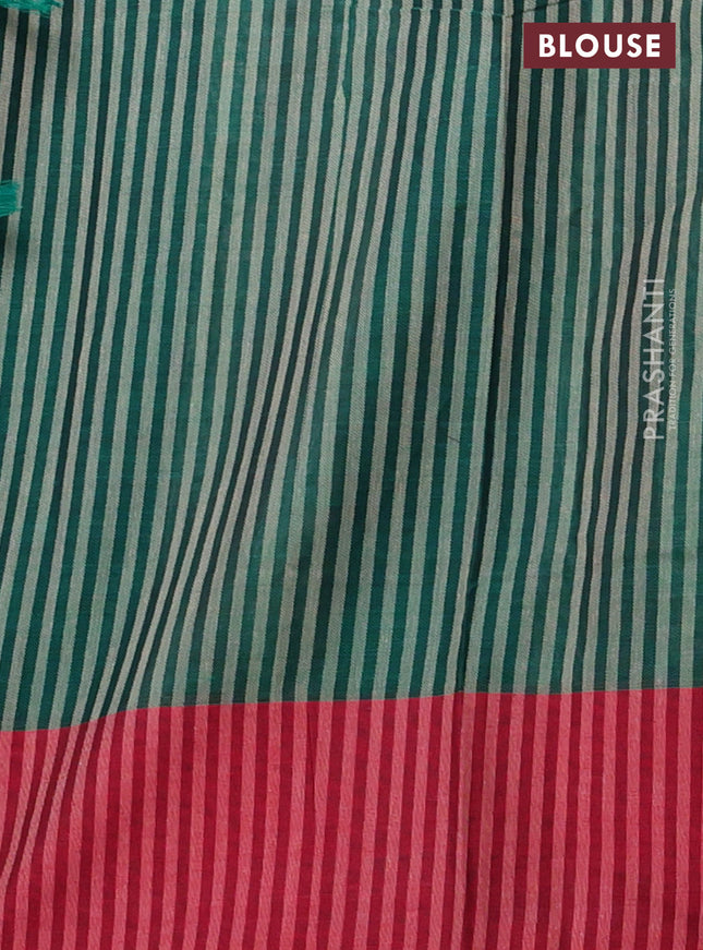 Narayanpet cotton saree green with plain body and ganga jamuna border