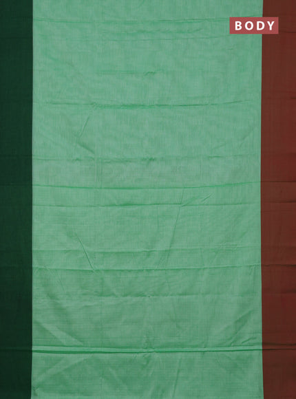 Narayanpet cotton saree green shade with plain body and ganga jamuna border