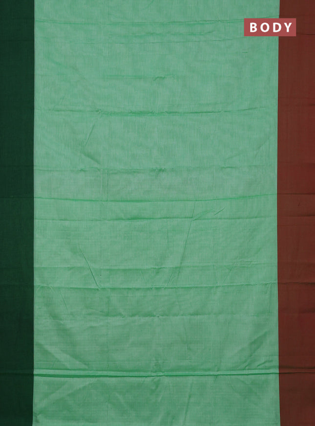 Narayanpet cotton saree green shade with plain body and ganga jamuna border