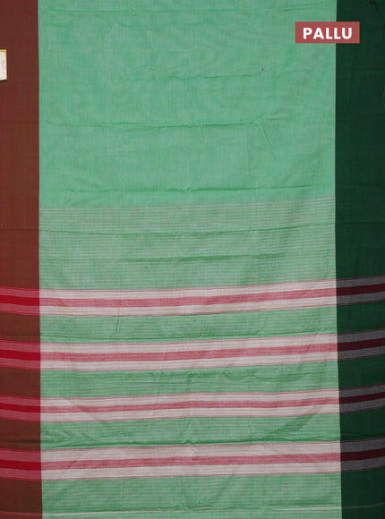 Narayanpet cotton saree green shade with plain body and ganga jamuna border