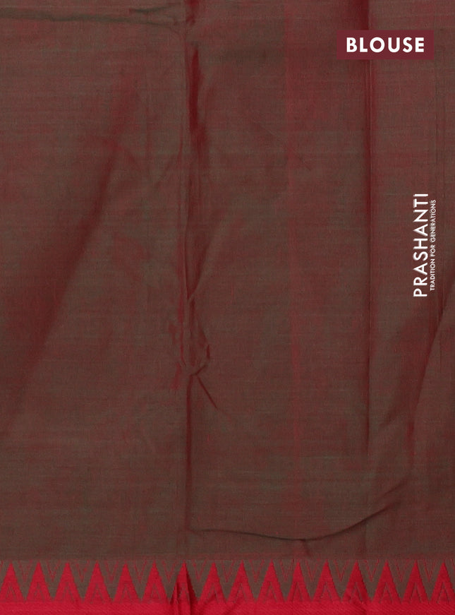 Narayanpet cotton saree manthulir green and red with plain body and thread woven border