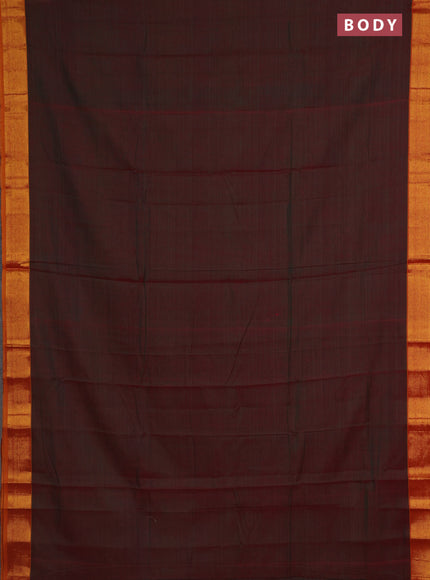 Narayanpet cotton saree dual shade of manthulir green and mango yellow with plain body and zari woven border