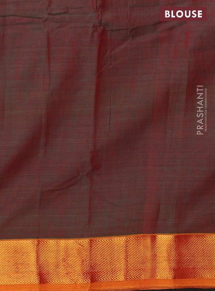 Narayanpet cotton saree dual shade of manthulir green and mango yellow with plain body and zari woven border