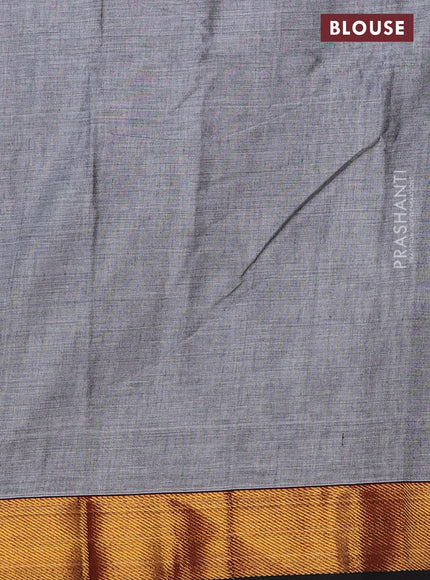 Narayanpet cotton saree grey and black with plain body and zari woven border
