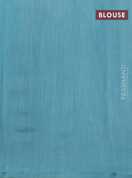 Pure organza partly silk saree pastel blue with silver zari stripe pattern and silver zari woven border