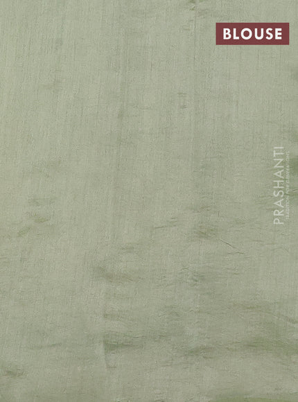 Pure organza partly silk saree pastel green and pastel blue with silver zari stripe pattern and silver zari woven border