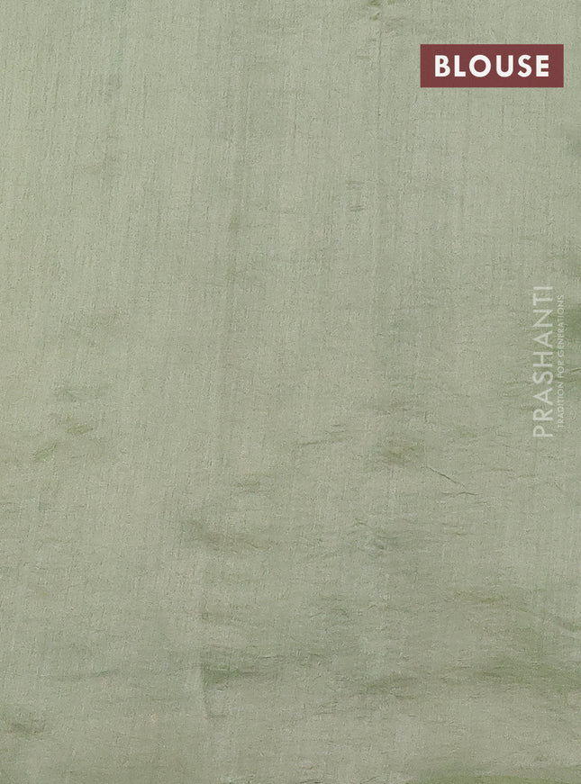 Pure organza partly silk saree pastel green and pastel blue with silver zari stripe pattern and silver zari woven border