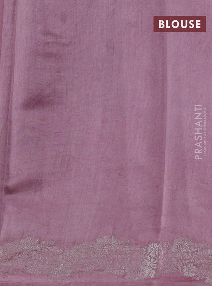 Pure organza partly silk saree pastel pink with silver zari stripe pattern and silver zari woven border