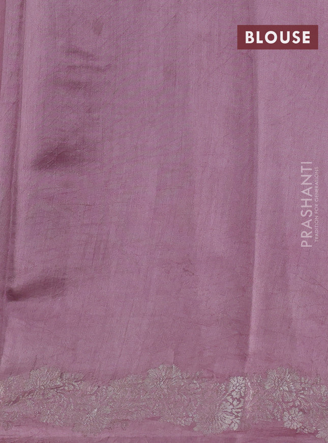 Pure organza partly silk saree pastel pink with silver zari stripe pattern and silver zari woven border