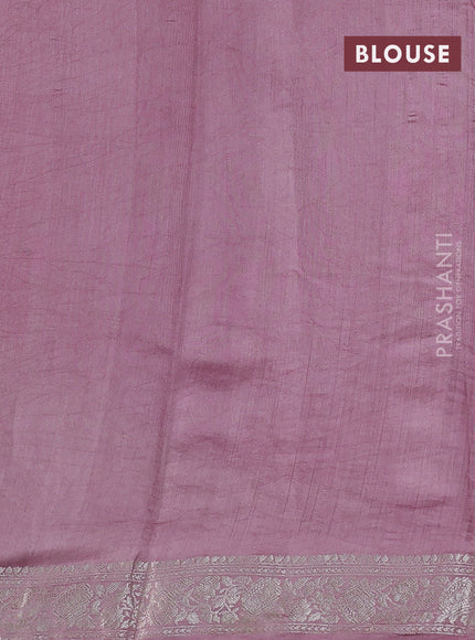 Pure organza partly silk saree pastel lavender and pastel pink with allover silver zari weaves and silver zari woven border