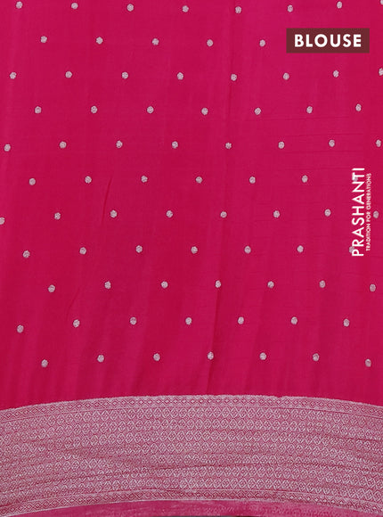 Banarasi semi crepe saree peacock blue and pink with zari woven brocade weaves and long zari woven checked kborder