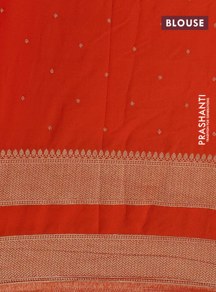 Banarasi semi crepe saree purple and orange with allover zari weaves & buttas and rettapet zari woven border