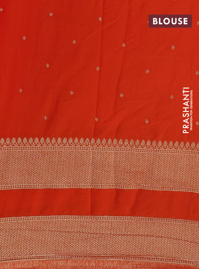 Banarasi semi crepe saree purple and orange with allover zari weaves & buttas and rettapet zari woven border