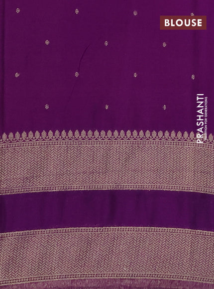 Banarasi semi crepe saree pastel blue and purple with allover zari weaves & buttas and rettapet zari woven border