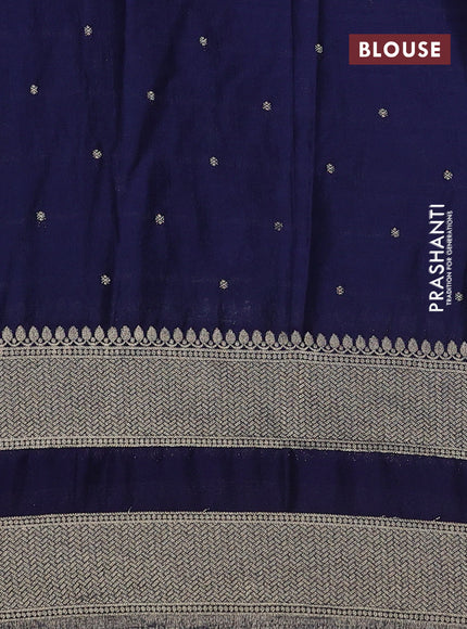 Banarasi semi crepe saree pastel blue and navy blue with allover zari weaves & buttas and rettapet zari woven border