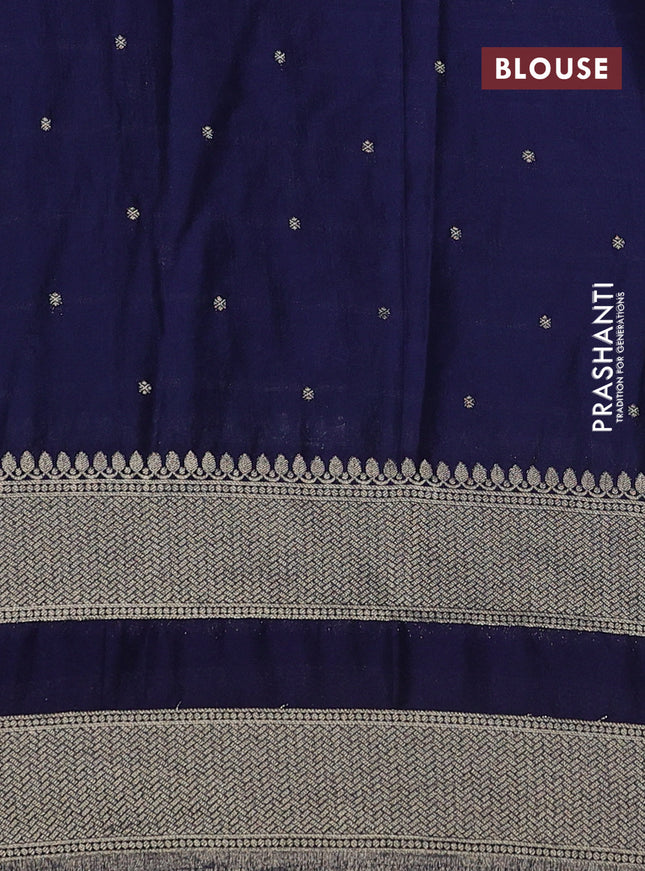 Banarasi semi crepe saree pastel blue and navy blue with allover zari weaves & buttas and rettapet zari woven border
