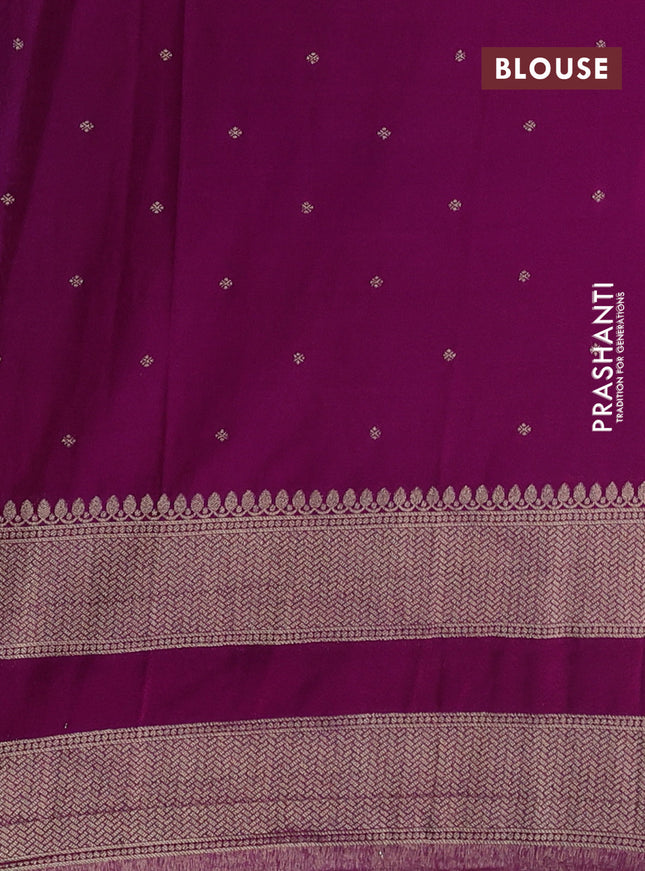 Banarasi semi crepe saree cs blue and purple with allover zari weaves & buttas and rettapet zari woven border