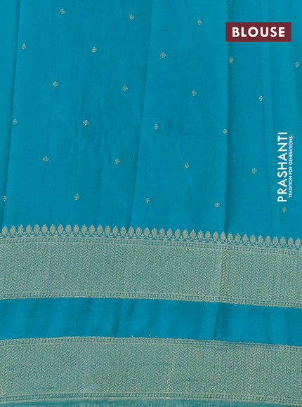 Banarasi semi crepe saree blue and teal blue with allover zari weaves & buttas and rettapet zari woven border