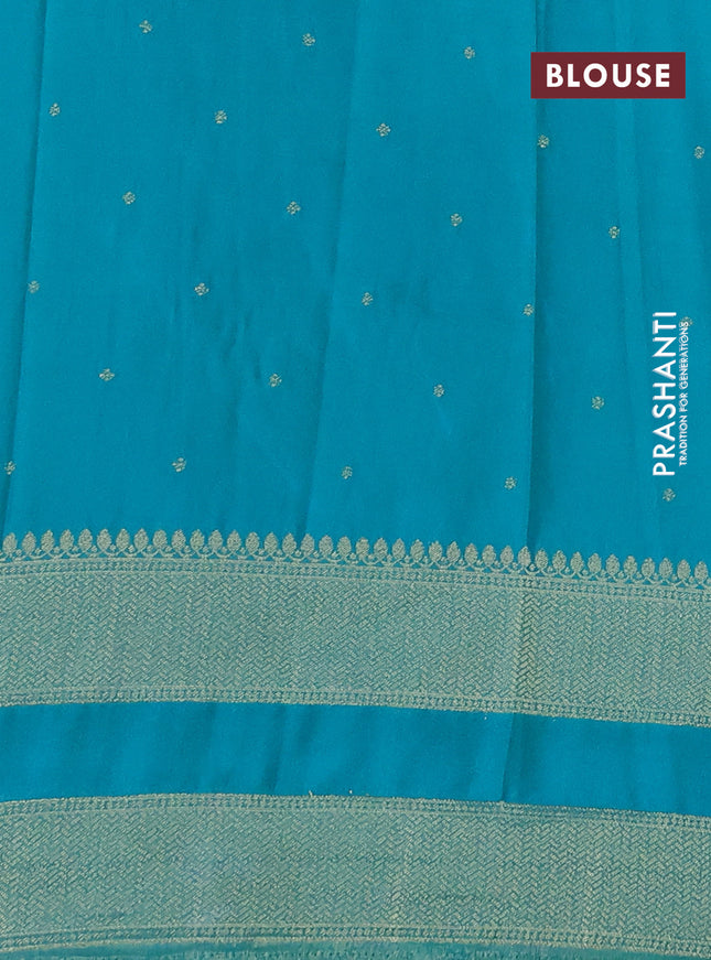 Banarasi semi crepe saree blue and teal blue with allover zari weaves & buttas and rettapet zari woven border