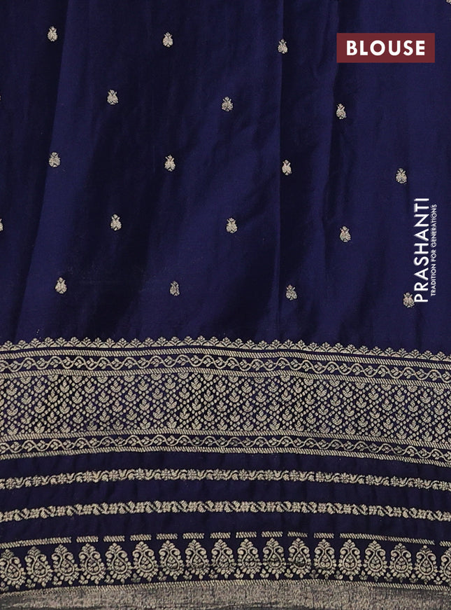 Banarasi semi crepe saree pastel blue and navy blue with allover zari woven butta weaves and zari woven border