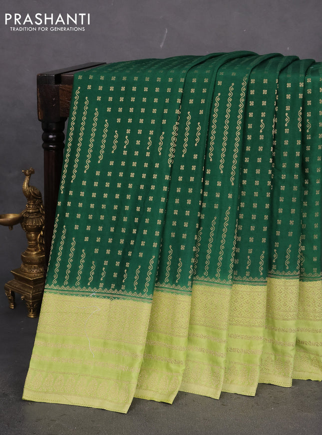Banarasi semi crepe saree green and pista green with allover zari woven butta weaves and zari woven border