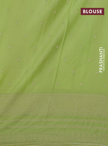Banarasi semi crepe saree green and pista green with allover zari woven butta weaves and zari woven border