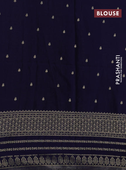 Banarasi semi crepe saree pink and navy blue with allover zari woven butta weaves and zari woven border