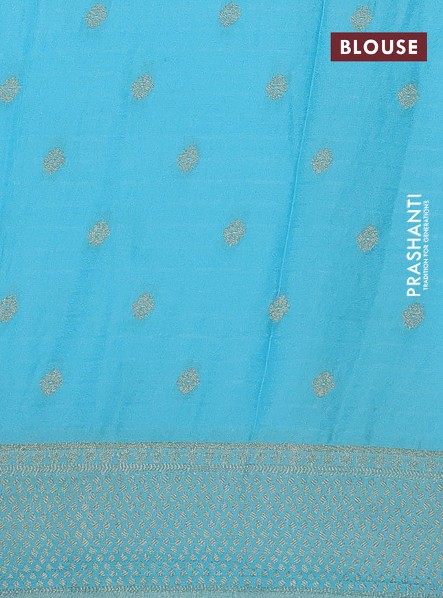 Banarasi semi crepe saree navy blue and light blue with half & half style and zari woven border