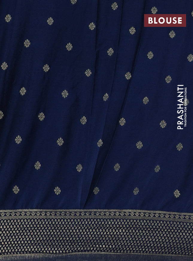 Banarasi semi crepe saree pastel pink and peacock blue with half & half style and zari woven border