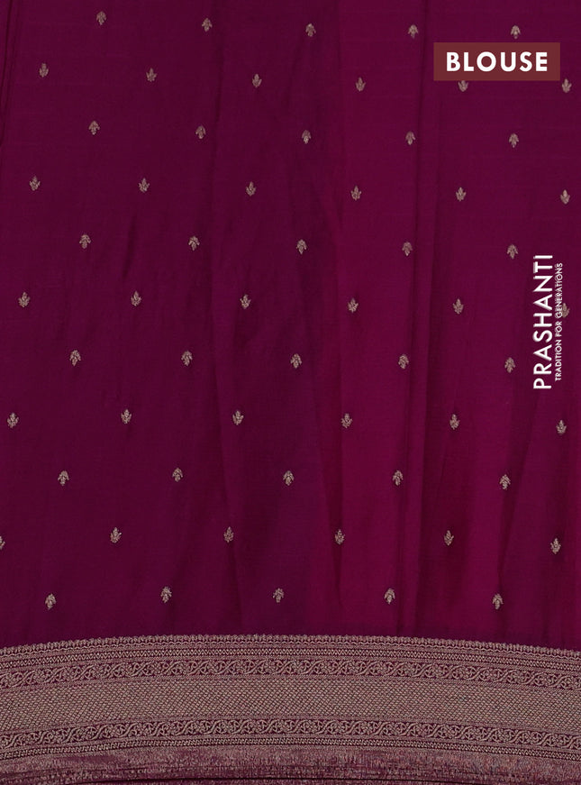 Banarasi semi crepe saree teal blue and pink wine shade with allover zari checked pattern and zari woven border
