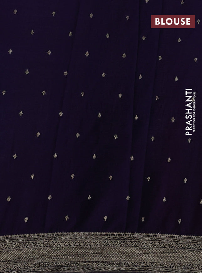 Banarasi semi crepe saree cs blue and deep purple navy blue with allover zari checked pattern and zari woven border