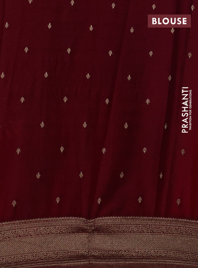 Banarasi semi crepe saree green and red maroon with allover zari checked pattern and zari woven border
