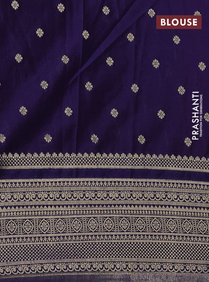 Banarasi semi crepe saree pink and navy blue with allover zari woven butta weaves and long zari woven border