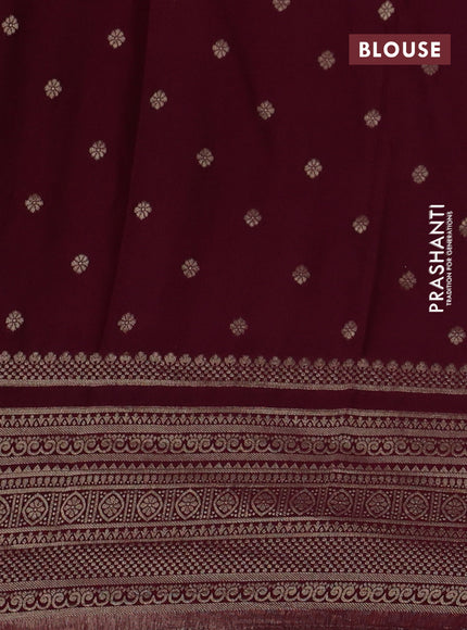 Banarasi semi crepe saree cs blue and dark pink with allover zari woven butta weaves and long zari woven border