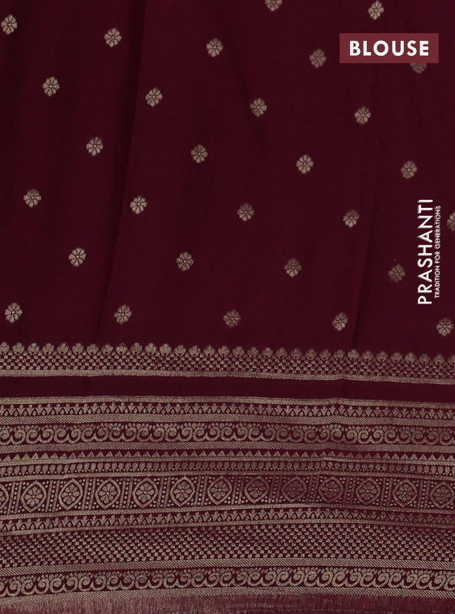 Banarasi semi crepe saree cs blue and dark pink with allover zari woven butta weaves and long zari woven border